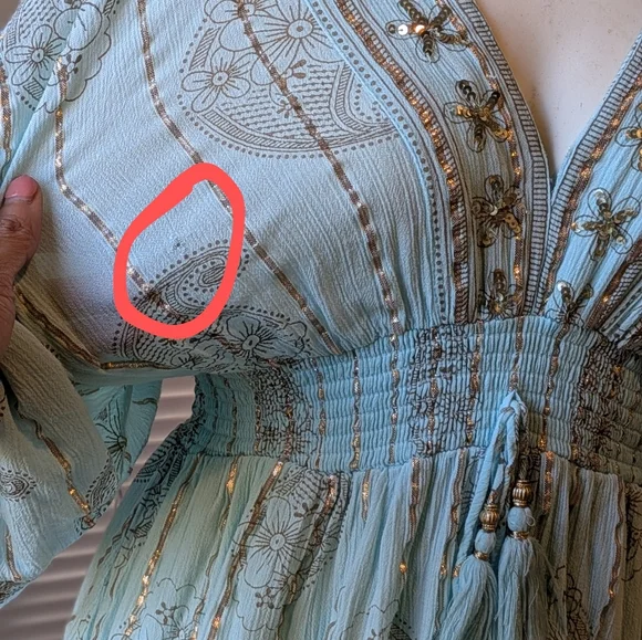 Chic Light Blue V-Neck Mini Dress - Picture 6 of 6